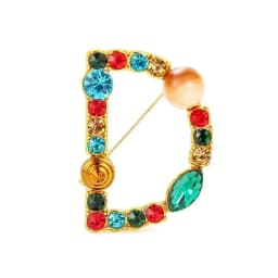 New Arrival English Letter Word Brooch Colorful Rhinestone Crystal Lapel Pins for Women Sweater Suit Brooch Party Jewelry Gifts
