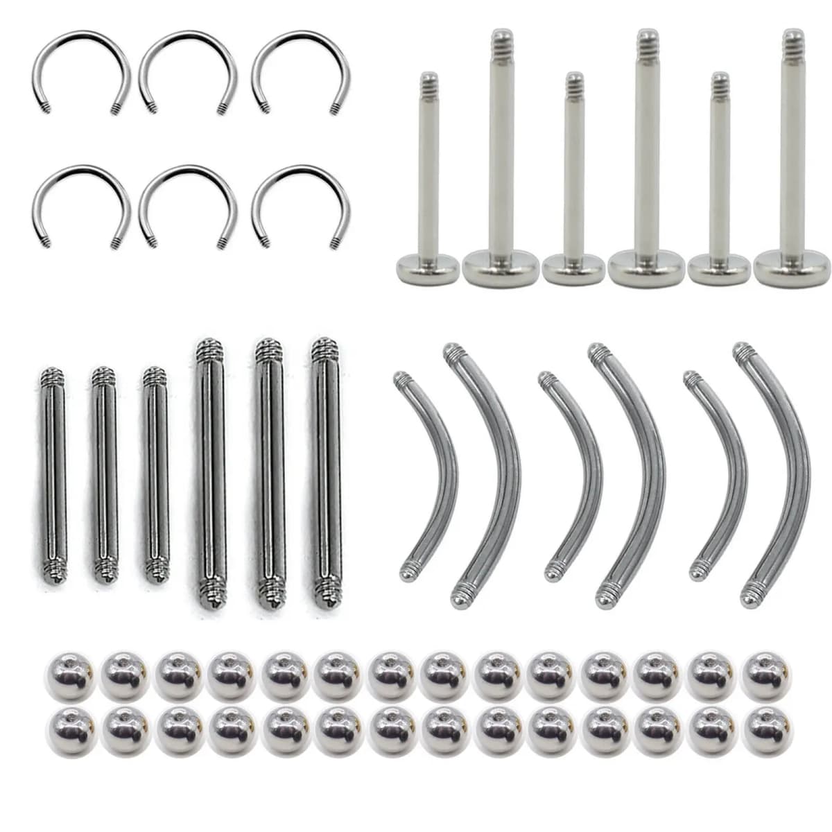 10pcs Replacement Spare BALLS Labret Barbell Bar Piercing Attachments 14g 16g DIY Stainless Steel Body Jewelry ALL IN ONE