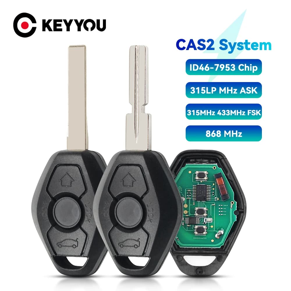 KEYYOU 3 Buttons Remote Car Key ID46 Chip For BMW CAS2 5 series E46 E60 E83 E53 E36 E38 315LP MHZ 315MHz 433MHZ 868MHZ HU92