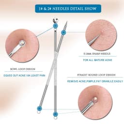4PCS Stainless Steel Blackhead Remover Extraction Pimple Comedone Acne Extractor Whitehead Blemish Popper Kit