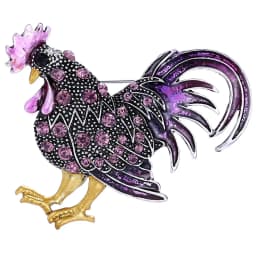 Cute Colour Rooster Brooches Pin For Women Enamel Animal Brooch Broches Crystal Cock Jewelry Pins Gift