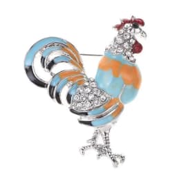 Cute Colour Rooster Brooches Pin For Women Enamel Animal Brooch Broches Crystal Cock Jewelry Pins Gift