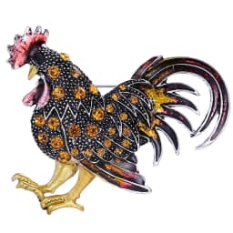 Cute Colour Rooster Brooches Pin For Women Enamel Animal Brooch Broches Crystal Cock Jewelry Pins Gift