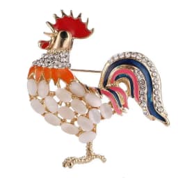 Cute Colour Rooster Brooches Pin For Women Enamel Animal Brooch Broches Crystal Cock Jewelry Pins Gift