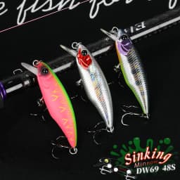 TSURINOYA Fishing Lure DW69 Sinking Minnow Hard Bait 48S 48mm 3.3g Fishing Wobblers Jerkbait Bass Trout Lure Swimbait