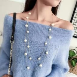 New Long Double Layer Simulated Pearl Necklace Women Sweater Chain Female Collares Statement Jewlery Wholesale 2025
