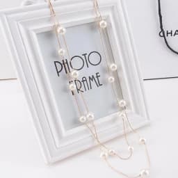 New Long Double Layer Simulated Pearl Necklace Women Sweater Chain Female Collares Statement Jewlery Wholesale 2025