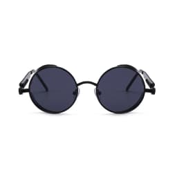 VIVIBEE Vintage Steampunk Red Sunglasses Men Round Punk Alloy Metal Retro Sun Glasses Women 2026 Goggles Gothic Style Shades