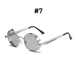 VIVIBEE Vintage Steampunk Red Sunglasses Men Round Punk Alloy Metal Retro Sun Glasses Women 2026 Goggles Gothic Style Shades