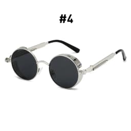 VIVIBEE Vintage Steampunk Red Sunglasses Men Round Punk Alloy Metal Retro Sun Glasses Women 2026 Goggles Gothic Style Shades