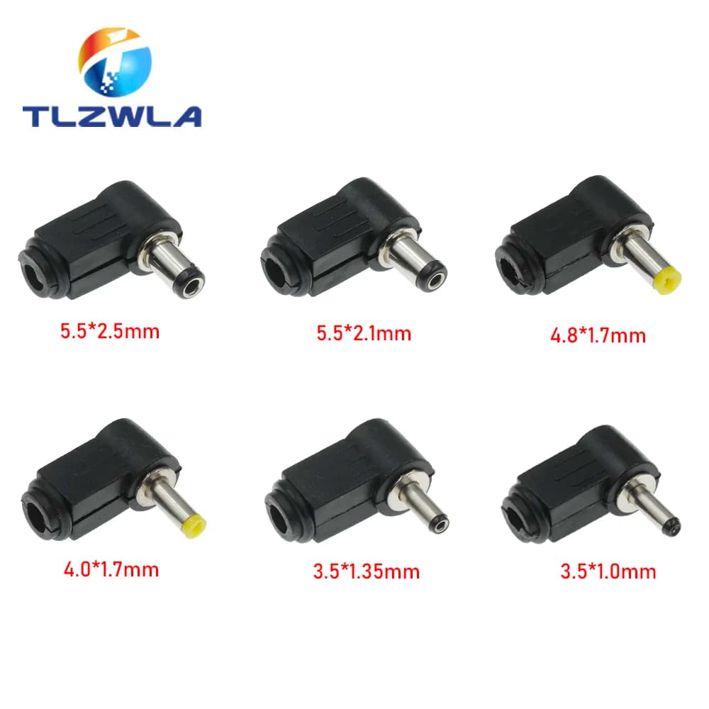 10Pcs DC plug 90 degree elbow 5.5*2.1mm DC power plug wiring assembly 5.5*2.5mm welding wire type 4.8x1.7mm 4.0x1.7mm 3.5x1.35mm