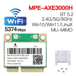 Tri Band 5374Mbps WiFi 6E AX210 Mpe-AXE3000H/ AC7265 Wireless Card BT 5.3 For Mini PCIE Wi-Fi Adapter Win10 For Desktop/Laptop