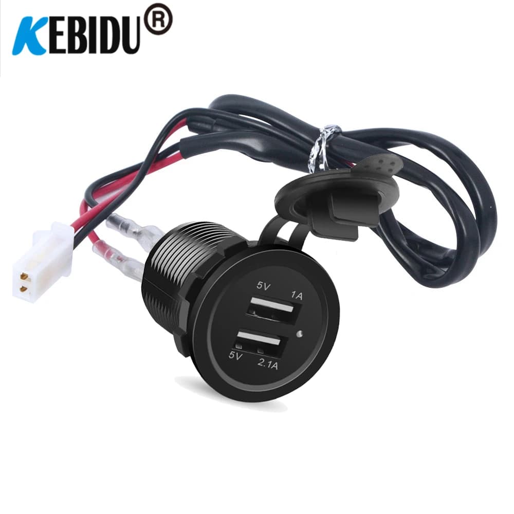 KEBID 12V Dual USB Port Car Charger Socket Plug Cigarette Lighter Outlet For Auto Boat Waterproof Mobile Phone Charging Adapter