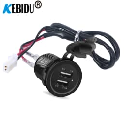 KEBID 12V Dual USB Port Car Charger Socket Plug Cigarette Lighter Outlet For Auto Boat Waterproof Mobile Phone Charging Adapter