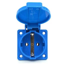 Black Blue Round Cover 50*50mm EU Industry AC Power Socket IP44 Europe Germany 16A 250V Grounding Outdoor Waterproof Socket
