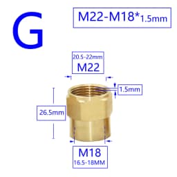 Brass Male Female 1/2" M14 M18 M22 3/8" Thread Connector Tooth Pitch 1.5mm Copper Water Tap Washing Machine Bathroom Coupler