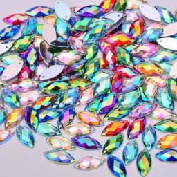 JUNAO 100pcs 7*15mm Pink AB Sewing Rhinestones Flatback Horse Eye Stone Sew On Strass Crystal Loose Acrylic Beads For Needlework