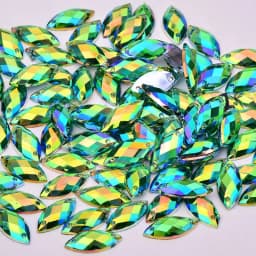 JUNAO 100pcs 7*15mm Pink AB Sewing Rhinestones Flatback Horse Eye Stone Sew On Strass Crystal Loose Acrylic Beads For Needlework