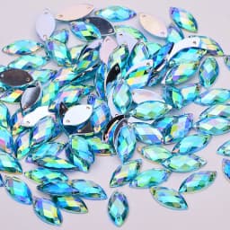 JUNAO 100pcs 7*15mm Pink AB Sewing Rhinestones Flatback Horse Eye Stone Sew On Strass Crystal Loose Acrylic Beads For Needlework