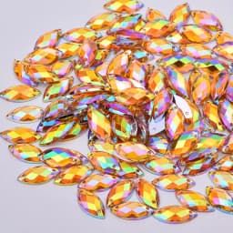 JUNAO 100pcs 7*15mm Pink AB Sewing Rhinestones Flatback Horse Eye Stone Sew On Strass Crystal Loose Acrylic Beads For Needlework