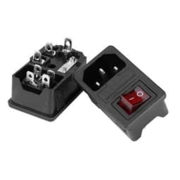 1pcs Black IEC320 C13 C14 AC Power Panel Socket PDU UPS Rewirable Wiring Plug Electric Battery Receptacle Docking Outlet 10A
