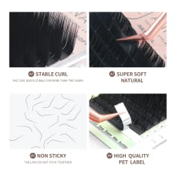 ANNAFRIS 16rows 8~15mm Mixed L-Shaped Eyelashes Extension Natural Soft Mink Matt Black L/L+/LC/LD/LU(M) Curl Individual Lashes