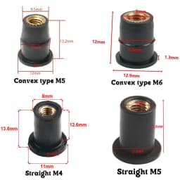 10X Motorcycle Windshield Rubber Nuts/M5/M6 Vibration Damper Panel Mounting 5mm Universal M5 Rubber Nuts For Most Windshields