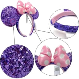 Disney Mickey Mouse Ear Headband Wave Point Big Bows EARS COSTUME Headband Cosplay Plush Adult/Kids Headband Gift