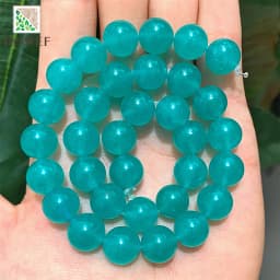 Smooth Natural Amazonite Blue Chalcedony Round Loose Beads DIY Charms Bracelet Necklace for Jewelry Making 4/6/8/10/12/14mm 15"