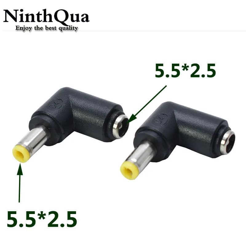 1/2/5PCS DC Power Converter Plug 5.5x2.5mm Female Turn to 90 Degree 5.5x2.5mm Male Adapter Connector