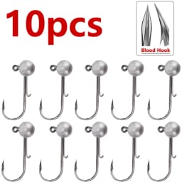 10pcs/lot NED Head Jigs Hook 1g-20g All Size Round Ball Jig Head Hook Weedless Long Shank Secondary Hooks For Soft Worm Fishing