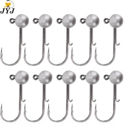10pcs/lot NED Head Jigs Hook 1g-20g All Size Round Ball Jig Head Hook Weedless Long Shank Secondary Hooks For Soft Worm Fishing