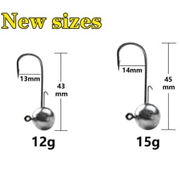 10pcs/lot NED Head Jigs Hook 1g-20g All Size Round Ball Jig Head Hook Weedless Long Shank Secondary Hooks For Soft Worm Fishing