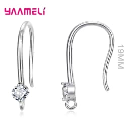 Authentic 925 Sterling Silver S925 Hook Earrings White Pink Blue Purple Cubic Zircon Ear Jewelry Accessories Findings