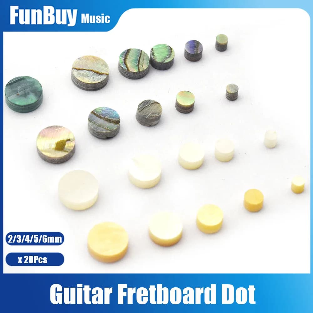 20pcs 2/3/4/6*2mm Colourful Abalone Inlay Dots Abalone White Pearl Shell Dots for Ukulele Acoustic Guitar Fretboard Fingerboard