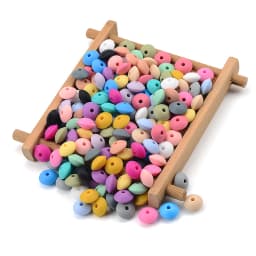 LOFCA 100pcs/lot Silicone Lentil 12mm Silicone Beads Spacer Jewelry Making Bulk DIY Necklace Bracelets Accessories For jewelry