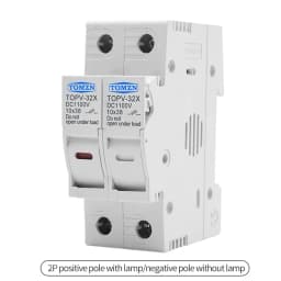 2P Parallel DC Fuse Holder 10*38mm High Voltage Solar PV 1100V TOMZN TOPV-32 Base Photovoltaic System Protection Protector GPV