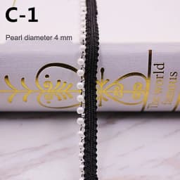 1yard/lot White Black Pearl Bead Lace Ribbon Tape Lace Fabric Trim Ribbons for DIY Sewing Garments Handmade Clothing Accessories