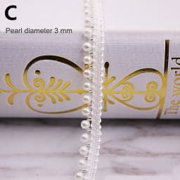 1yard/lot White Black Pearl Bead Lace Ribbon Tape Lace Fabric Trim Ribbons for DIY Sewing Garments Handmade Clothing Accessories