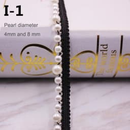 1yard/lot White Black Pearl Bead Lace Ribbon Tape Lace Fabric Trim Ribbons for DIY Sewing Garments Handmade Clothing Accessories