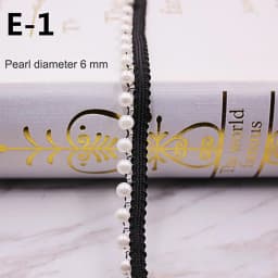 1yard/lot White Black Pearl Bead Lace Ribbon Tape Lace Fabric Trim Ribbons for DIY Sewing Garments Handmade Clothing Accessories
