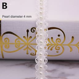 1yard/lot White Black Pearl Bead Lace Ribbon Tape Lace Fabric Trim Ribbons for DIY Sewing Garments Handmade Clothing Accessories