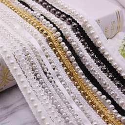 1yard/lot White Black Pearl Bead Lace Ribbon Tape Lace Fabric Trim Ribbons for DIY Sewing Garments Handmade Clothing Accessories