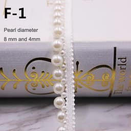 1yard/lot White Black Pearl Bead Lace Ribbon Tape Lace Fabric Trim Ribbons for DIY Sewing Garments Handmade Clothing Accessories