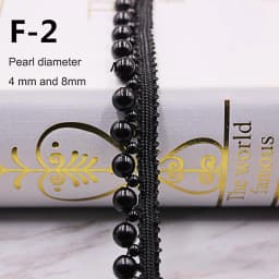 1yard/lot White Black Pearl Bead Lace Ribbon Tape Lace Fabric Trim Ribbons for DIY Sewing Garments Handmade Clothing Accessories