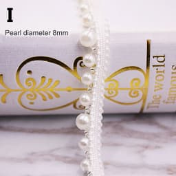 1yard/lot White Black Pearl Bead Lace Ribbon Tape Lace Fabric Trim Ribbons for DIY Sewing Garments Handmade Clothing Accessories