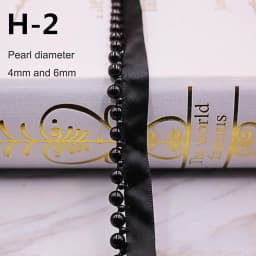 1yard/lot White Black Pearl Bead Lace Ribbon Tape Lace Fabric Trim Ribbons for DIY Sewing Garments Handmade Clothing Accessories