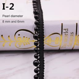 1yard/lot White Black Pearl Bead Lace Ribbon Tape Lace Fabric Trim Ribbons for DIY Sewing Garments Handmade Clothing Accessories