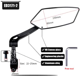 EasyDo Bicycle Handlebar Rear View Mirror Electric Scooter Mirror Bike Wide Range Back Sight Reflector For Bicycle Accessories