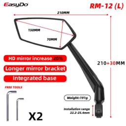 EasyDo Bicycle Handlebar Rear View Mirror Electric Scooter Mirror Bike Wide Range Back Sight Reflector For Bicycle Accessories